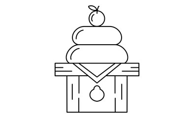 お正月の伝統行事「鏡餅」のイラストアイコン素材