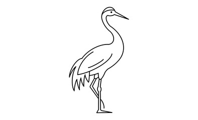 Obraz premium 和風デザインに使える鶴の線画素材イラストアイコン