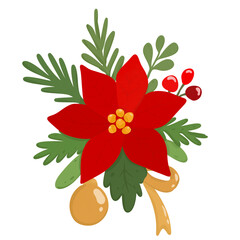 christmas wreath with red poinsettia