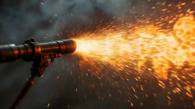 Explosive Muzzle Flash from a Rocket Launcher Firing in Combat.