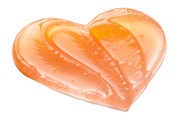 transparent pastel orange gel. smear paint isolated on transparent background. heart shape