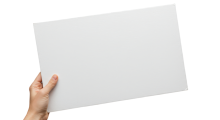 Hand Holding a Blank Canvas: A hand elegantly holds up a pristine, empty canvas, an open invitation to fill it with imagination, ideas, and creative expression. 