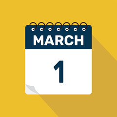 march 1 calendar icon vector illustration with design