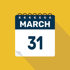 march 31 calendar icon vector illustration with design