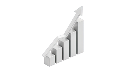 Growing Bar Chart with Arrow on White