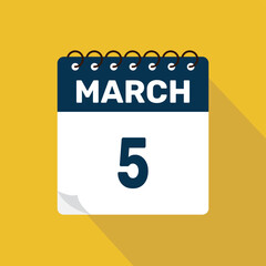 march 5 calendar icon vector illustration with design