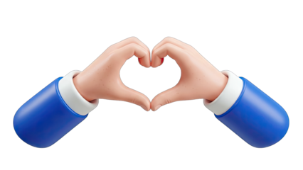 Hands Forming Heart Shape on White