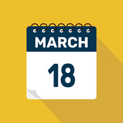 march 18 calendar icon vector illustration with design