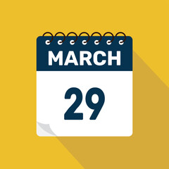 march 29 calendar icon vector illustration with design