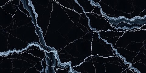 Deep black marble with swirling grey veins, polished to a high sheen,  glossy,  stone