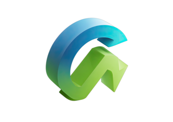 Abstract 3D curve with blue and green gradients on black