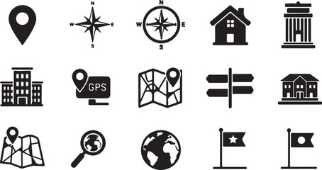 Navigation and Location Icon Set compass