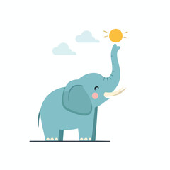 Cartoon Elephant Reaching for the Sun