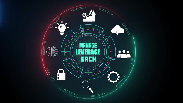 Manage leverage each financial strategy and risk assessment on high-tech digital analysis screen