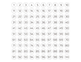 円を使った数字のデザイン 1~100