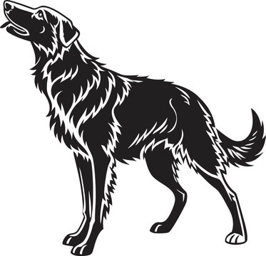 Alert standing dog silhouette with natural fur texture