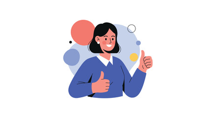 An optimistic and friendly woman with short hair gives a double thumbs-up, conveying support, excellent feedback, and well-done.