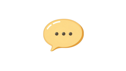 A simple, stylized yellow speech bubble with three dark dots inside