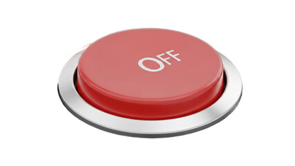 Red On or Off Power Button Isolated on White Background – Circular Power Switch Icon Symbolizing Start, Shutdown, Control, Technology Interface, User Interaction, and Electronic Device Operation