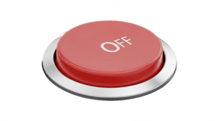 Red On or Off Power Button Isolated on White Background – Circular Power Switch Icon Symbolizing Start, Shutdown, Control, Technology Interface, User Interaction, and Electronic Device Operation