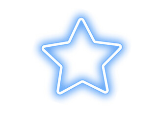 Blue Neon Star PNG with Glowing Light Rays, Sparkles, Shimmer, and Transparent Background