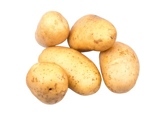 Fresh raw potatoes isolated on white background