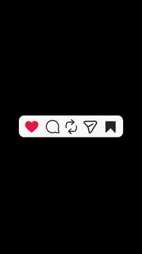 Vertical Reels Engagement Buttons &ndash; Like, Comment, Repost, Share, Save | 4K Transparent Background