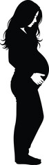 Pregnant woman silhouette vector illustration, black silhouette of beautiful expecting mother figure, pregnancy, maternity, and woman care concept for motherhood design content.