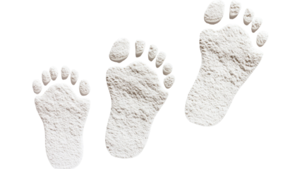 Detailed set of human footprints showcasing distinct tread patterns for design, tracking, artistic projects and educational visuals isolated on white background