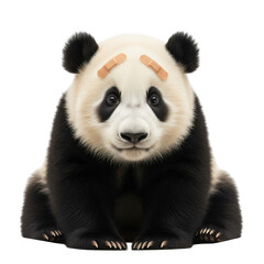 Naklejka premium Adorable giant panda sitting calmly awaiting your attention cute wild animal portrait isolated on transparent background