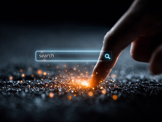 Search Bar Hologram Magnifying Glass Concept