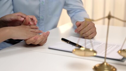 Client rely on law firm to provide legal counsel and advice with lawyer or attorney review and analyze complex legal contract document as trust corporate law consultation service. Slow motion. Rigid. - Powered by Adobe