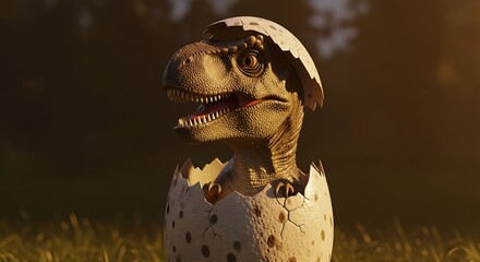 Dinosaur Hatching - A Detailed Look at a Baby Tyrannosaurus Rex.