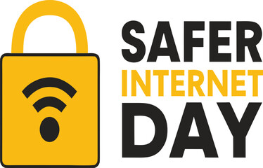 Safer internet day graphic with a padlock and wifi symbol