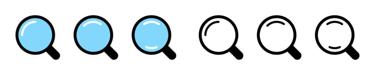 Naklejka premium Search Icon Set – Classic Magnifying Glass Icon Set.