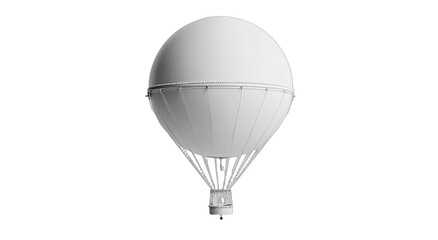 Obraz premium A clean, white hot air balloon with a detailed gondola, isolated on black