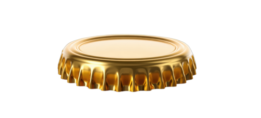 Gleaming metallic golden bottle cap, isolated on black