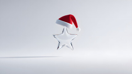 Shining Star Ornament with Christmas Hat Festive Holiday Decoration