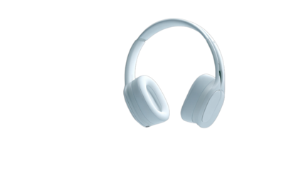 Sleek, silver over-ear headphones with plush earcups, isolated on black