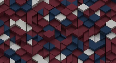 Abstract Geometric Cube Pattern Background with Dynamic Colors and Shadows.