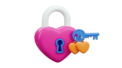 Heart-shaped Padlock with Keys on White Background