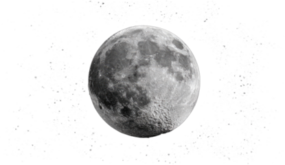 A detailed view of the illuminated moon against a starry, black sky