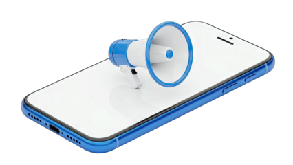 Megaphone on Smartphone Announcing Message