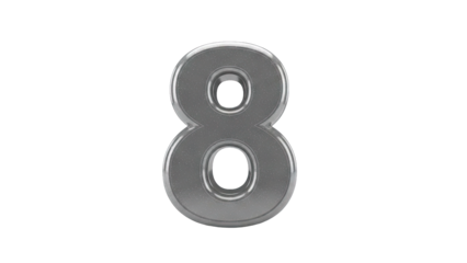 Metallic Number Eight Isolated on White