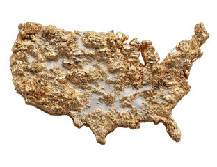 Obraz premium Golden textured map of the United States on a black background