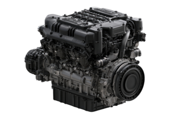 Complex industrial engine assembly with intricate mechanical components