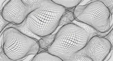 Abstract Wireframe Grid Pattern on White Background.