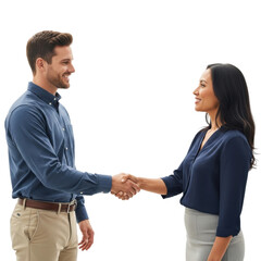 Business meeting handshake between professionals in office isolated on transparent background