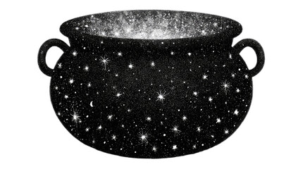 A starry, galaxy-filled cauldron with a bright, swirling center