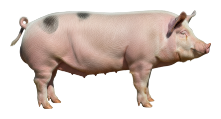 Farm pig in pasture animal subject environment side view isolated on transparent background